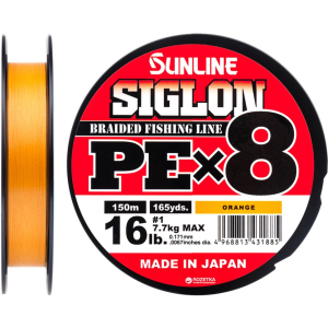 Шнур Sunline Siglon PE х8 150 м # 1.0/0.171 мм 7.7 кг Помаранчевий (16580989) в Чернігові