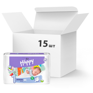 Упаковка детских подгузников Bella Baby Happy Newborn 2-5 кг 15 пачек по 25 шт. (BB-054-NB25-004) ТОП в Чернигове