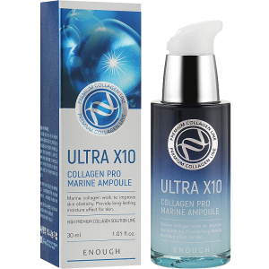 Сыворотка для лица Enough Ultra X10 Collagen Pro Marine Ampoule с коллагеном 30 мл (8809438484992) лучшая модель в Чернигове