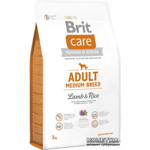 Сухой корм для взрослых собак средних пород Brit Care Adult Medium Breed Lamb & Rice 3 кг (8595602509935)