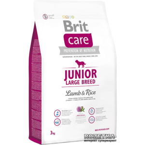 Сухий корм для цуценят та молодих собак великих порід Brit Care Junior Large Breed Lamb &amp; Rice 3 кг (8595602509843) надійний