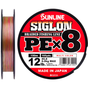 Шнур Sunline Siglon PE х8 150 м # 0.8/0.153 мм 6 кг Різнокольоровий (16581000) надійний