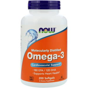 Жирні кислоти Now Foods Омега-3 1000 мг 200 желатинових капсул (733739016522) краща модель в Чернігові