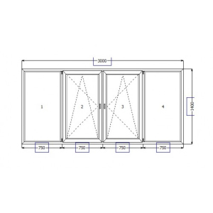 Вікно металопластикове Aluplast ideal 4000 1400х3000 мм з двома активними стулками рейтинг