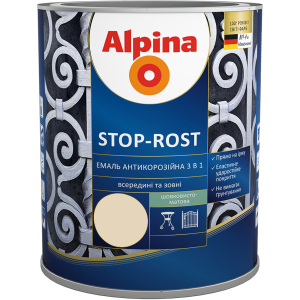 Эмаль Alpina Stop-Rost 3 в 1 Ral 1015 Шелковисто-матовая 0.75 л Слоновая кость (948103624) рейтинг