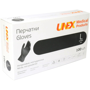 Перчатки нитриловые Unex Medical неопудренные размер L 100 шт - 50 пар Черные (4.1002) в Чернигове