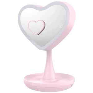 Дзеркало для макіяжу UFT Mirror Heart Pink Серце з підсвічуванням (4820176260086) ТОП в Чернігові
