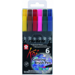 Набор маркеров Sakura Koi Coloring Brush Pen 6 цветов (084511316799) рейтинг