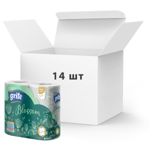 Упаковка туалетного паперу Grite Blossom 150 відривів 3 шари 4 рулони 14 шт (4770023348743) ТОП в Чернігові