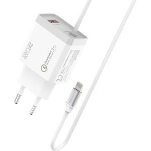 Сетевое зарядное устройство Promate iCharge-PDQC3 20Вт PD Lightning connector+USB QC3.0 White (icharge-pdqc3.white) рейтинг