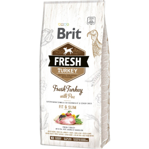 Сухой корм Brit Fresh Light Fit & Slim для взрослых, пожилых собак с индейкой и горошком 12 кг (8595602530793)