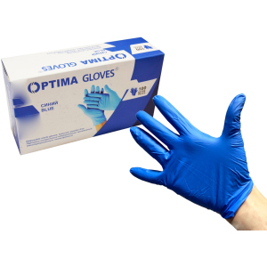 Перчатки медицинские нитриловые смотровые Optima Gloves нестерильные неопудренные L 50 пар Синие (52-108) ТОП в Чернигове