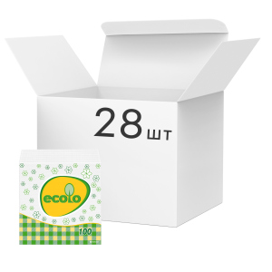 Упаковка серветок сервірувальних Ecolo 1 шар 24х24 см 100 шт Білі 28 пачок (4820202890270) в Чернігові
