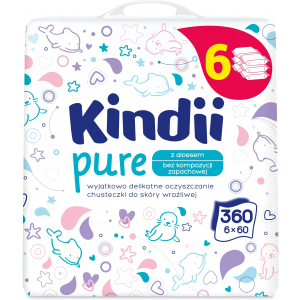 Влажные салфетки для младенцев и детей Kindii Pure 6х60 шт (5900095023654) лучшая модель в Чернигове