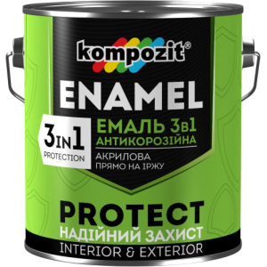 Эмаль антикоррозионная Kompozit 3 в 1 Protect 2.7 л Черная (4820085742291) рейтинг