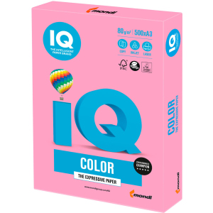 Папір офісний IQ Color PI25 A3 80 г/м2 500 аркушів Рожевий (9003974400273) в Чернігові