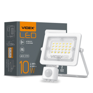 LED прожектор VIDEX F2e 10W 5000K с датчиком движения и освещенности лучшая модель в Чернигове