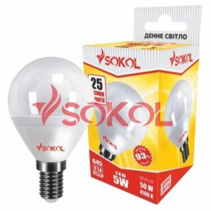 Набор 10 шт. LED лампа SOKOL G45 5.0W 220В E14 4100К ТОП в Чернигове