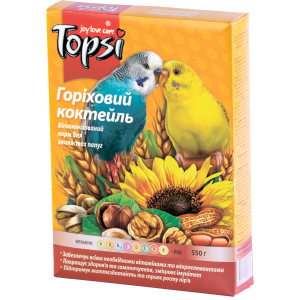 Упаковка корму для дрібних та середніх папуг Topsi Горіховий коктейль 550 г 16 шт (14820122208237) краща модель в Чернігові