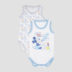 Боді-майка Disney Mickey Mouse MC13888 62-68 см 2 шт Біла з блакитним (8691109721747) краща модель в Чернігові