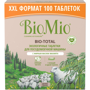 Таблетки для посудомийної машини BioMio Bio-Total 7 в 1 з маслом евкаліпту 100 шт (4603014015945) ТОП в Чернігові