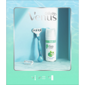 Подарунковий набір Venus Smooth Бритва ручка + 2 змінні касети + Гель для гоління Satin Care для чутливої ​​шкіри 75 мл (7702018597079)