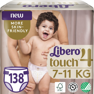 Підгузки Libero Touch 4 7-11 кг одноразові 138 шт (7322541430690) краща модель в Чернігові