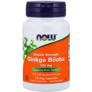 Натуральна добавка Now Foods Гінкго Білоба, Ginkgo Biloba, Double Strength, 120 мг, 50 капсул (733739046826) краща модель в Чернігові