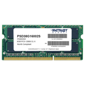 Оперативная память Patriot SODIMM DDR3 1600 MHz 8Gb (PSD38G16002S) ТОП в Чернигове