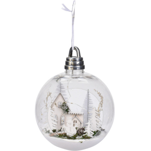 Ялинкова куля Christmas Decoration 20 см з підсвічуванням (CAA115200_білі ялинки) краща модель в Чернігові