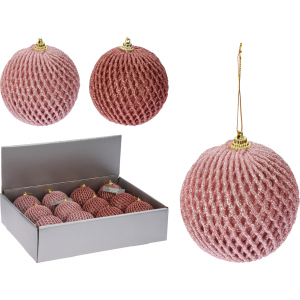 Набір ялинкових куль Christmas Decoration 8 см 12 шт рожевий (CAA126440) краща модель в Чернігові