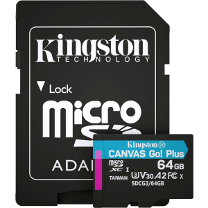 Kingston MicroSDXC 64GB Canvas Go! Plus Class 10 UHS-I U3 V30 A2 + SD-адаптер (SDCG3/64GB) ТОП в Чернігові