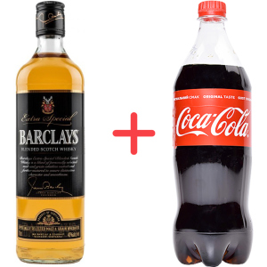 Віскі Barclays Blended 0.7 л 40%+ Безалкогольний напій Coca-Cola 1 л (5010852000900) в Чернігові