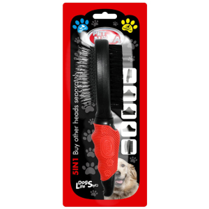 Щетка двухсторонняя Pet Nova для расчёсывания шерсти у собак 22 см (GRO-5IN1-2BRUSH-M) лучшая модель в Чернигове