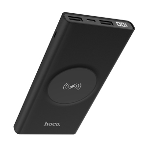 Power Bank HOCO J37 Wisdom с беспроводной зарядкой 10000 mAh Чёрный лучшая модель в Чернигове