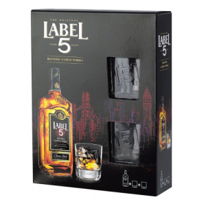 Віскі Label 5 Classic Black 0.7 л 40% з 2-ма келихами в подарунковій упаковці (3147699106327) в Чернігові