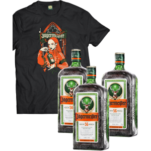 Лікер Jagermeister 0.7 л 35% 3 пляшки (+ексклюзивна футболка) (DESIGN 3) p.XL (4067700013018_G_XL) в Чернігові