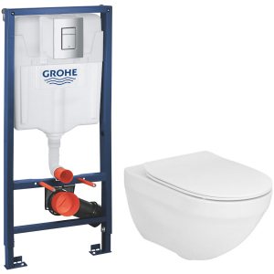 Інсталяція GROHE Rapid SL 38772001 із панеллю змиву Skate Cosmopolitan 38775001 + унітаз ROCA Hebe Rimless A34H138000 із сидінням Soft Close дюропласт