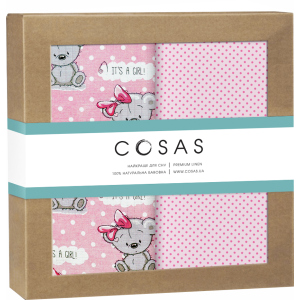 Набор пеленок Cosas Бязь Girl Bear Rose Dots Malina 80 х 100 2 шт (4822052074626) лучшая модель в Чернигове