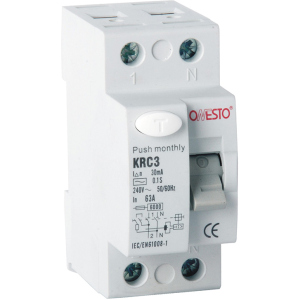 Дифференциальное реле ONESTO 1п+N 32А RCD 30mA тип AC (KRC3) (6990150201317) ТОП в Чернигове