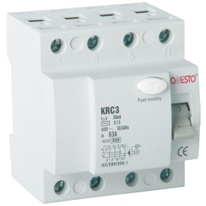 купить Дифференциальное реле ONESTO 3п+N 16А RCD 30mA тип AC (KRC3) (6990150205612)