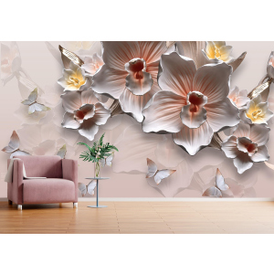 Паперові шпалери Walldeco Орхідеї та метелики, барельєф 200x130 Гладь краща модель в Чернігові