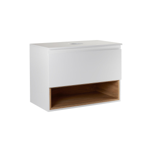 Тумба підвісна Qtap Robin 600х476х437 White/Whitish oak зі стільницею QT1379TPН6001WWO