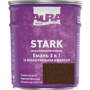 Молотковая эмаль Aura® Stark 3 в 1 темно-коричневый №88 глянец 0.7 кг в Чернигове