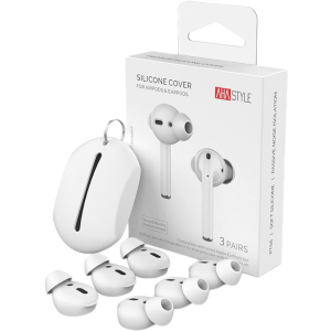 Вакуумні силіконові насадки AhaStyle для Apple AirPods та EarPods 3 малі пари Білі (AHA-01660-WHT) ТОП в Чернігові