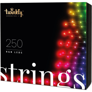 Світлодіодна Smart LED гірлянда Twinkly Strings RGB 250, BT+WiFi, Gen II, кабель IP44 чорний (TWS250STP-BEU) краща модель в Чернігові