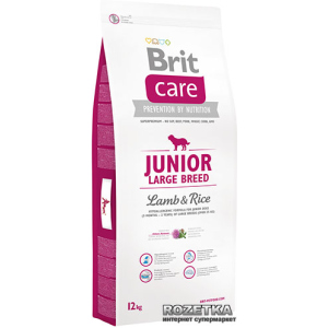 Сухий корм для цуценят та молодих собак великих порід Brit Care Junior Large Breed Lamb & Rice 12 кг (8595602509836) надійний