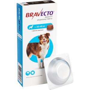 Жевательная таблетка Bravecto (Бравекто) от блох и клещей для собак 20 - 40 кг (8713184146533) ТОП в Чернигове