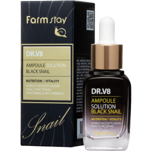 Сироватка для обличчя FarmStay Dr-V8 Ampoule Solution Black Snail Ампульна з муцином чорного равлика 30 мл (8809595050818) в Чернігові