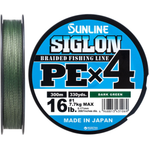 Шнур Sunline Siglon PE х4 300 м #1.0/0.171 мм 7.7 кг Темно-зеленый (16580946) в Чернигове